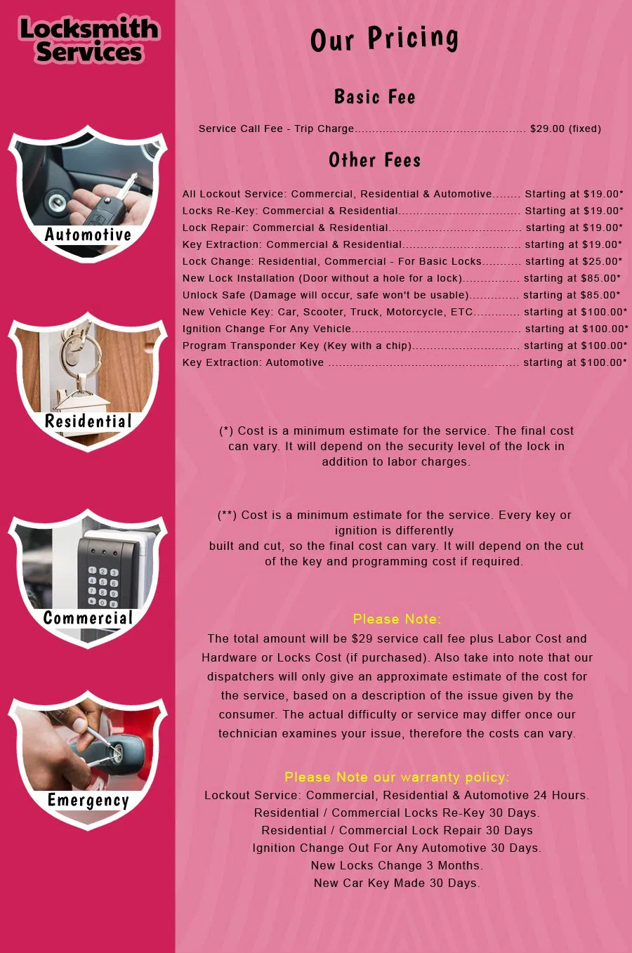 Brooklawn NJ Locksmith Store Brooklawn, NJ 856-396-8149 - price-list-c-18